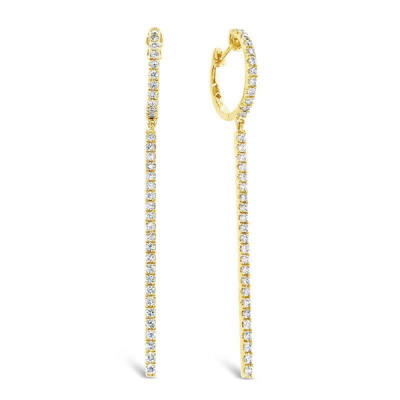 American Jewelry 14k Yellow Gold .63ctw Diamond Line Dangle Earrings