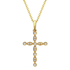 American Jewelry 14k Yellow Gold .27ctw Diamond Milgrain Cross Pendant
