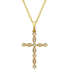 American Jewelry 14k Yellow Gold .27ctw Diamond Milgrain Cross Pendant