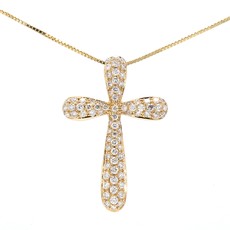 American Jewelry 14k Yellow Gold .51ctw Pave' Diamond Cross Pendant