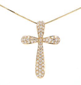 American Jewelry 14k Yellow Gold .51ctw Pave' Diamond Cross Pendant