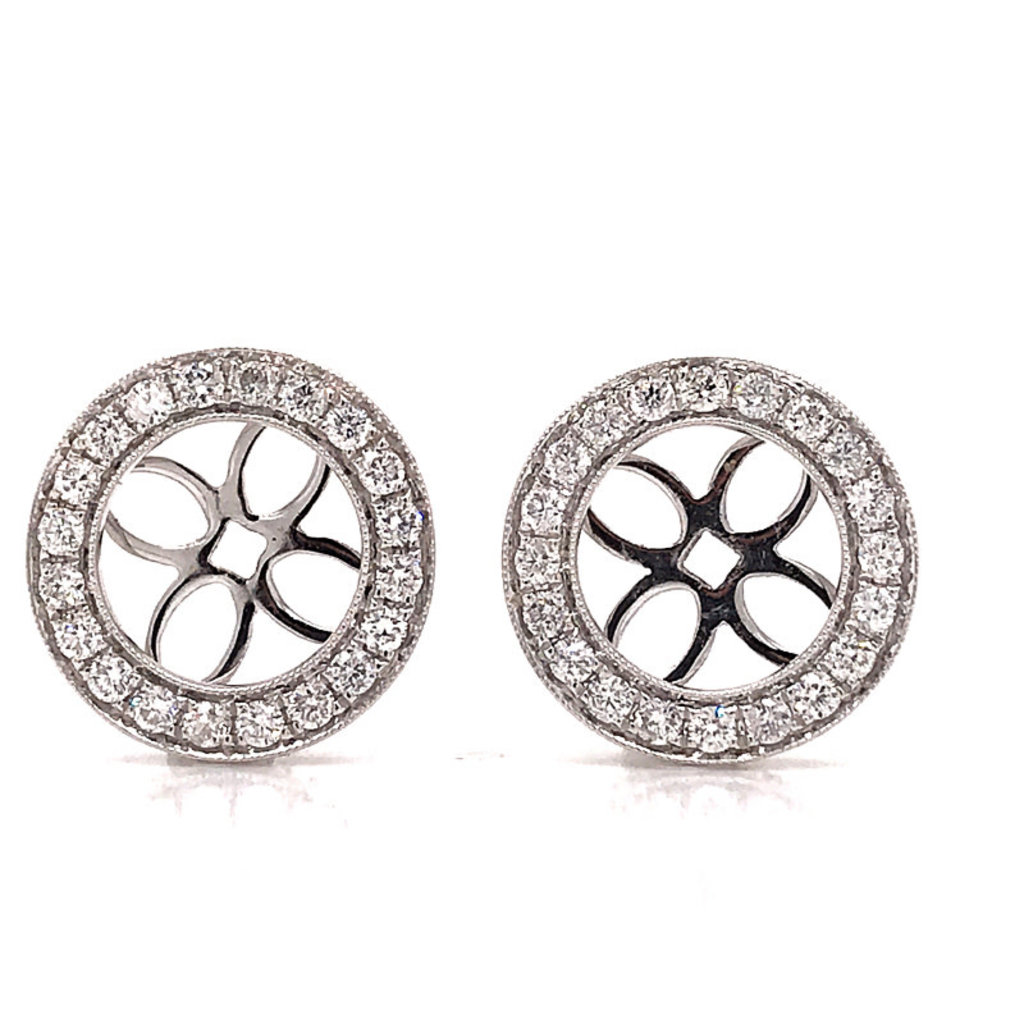 American Jewelry 14k White Gold .69ctw Diamond Milgrain Earring Jackets