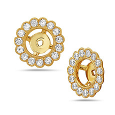 American Jewelry 14k Yellow Gold .57ctw Diamond Scalloped Milgrain Earring Jackets
