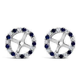 American Jewelry 14k White Gold .19ctw Blue Sapphire & .15ctw Diamond Earring Jackets