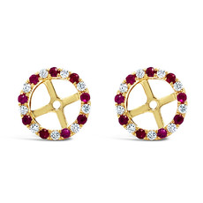 American Jewelry 14k Yellow Gold .21ctw Ruby & .15ctw Diamond Earring Jackets