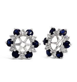 American Jewelry 14k White Gold 1.39ctw Blue Sapphire & .46ctw Diamond Earring Jackets
