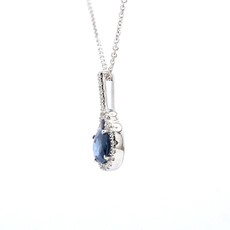 American Jewelry 14k White Gold 1.15ctw Blue Sapphire & .11ctw Diamond Pendant