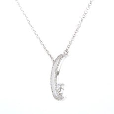 American Jewelry 14k White Gold .18ctw Diamond Crescent Moon Necklace