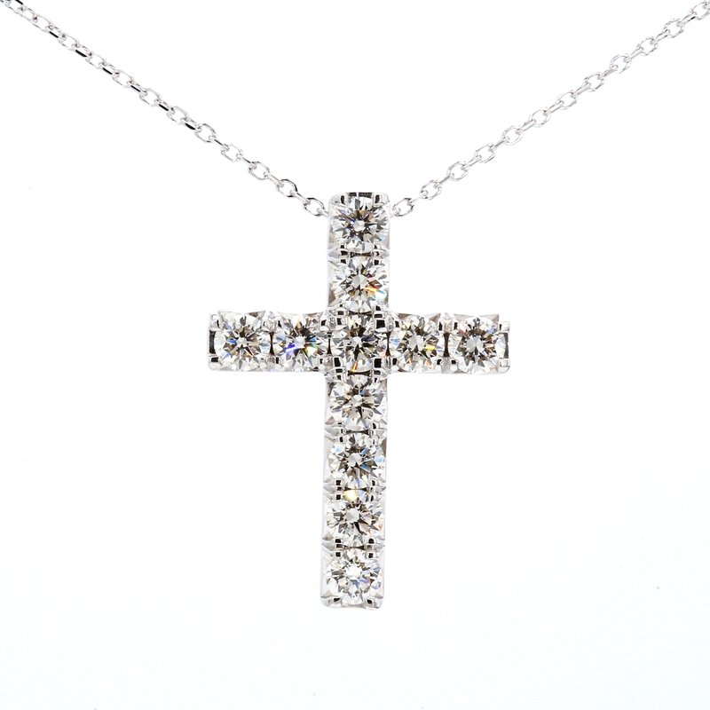 American Jewelry 14k White Gold 1ctw Diamond Cross Pendant