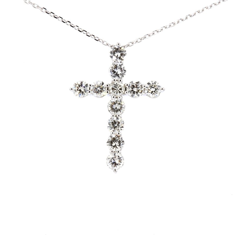 American Jewelry 14k White Gold .82ctw Diamond Cross Pendant