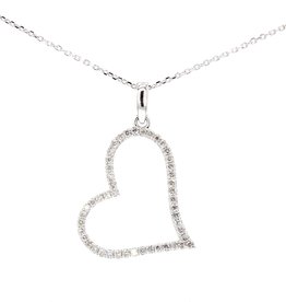 American Jewelry 14k White Gold .20ctw Diamond Heart Pendant