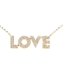 American Jewelry 14k Yellow Gold .38ctw Diamond Love Necklace