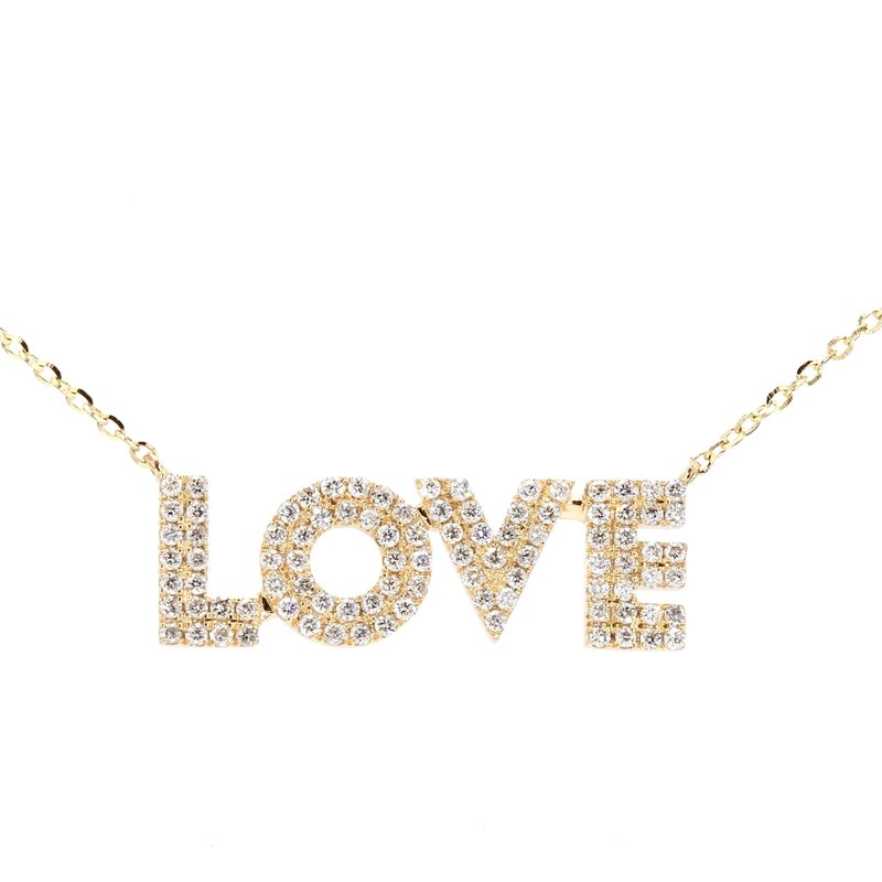 American Jewelry 14k Yellow Gold .38ctw Diamond Love Necklace