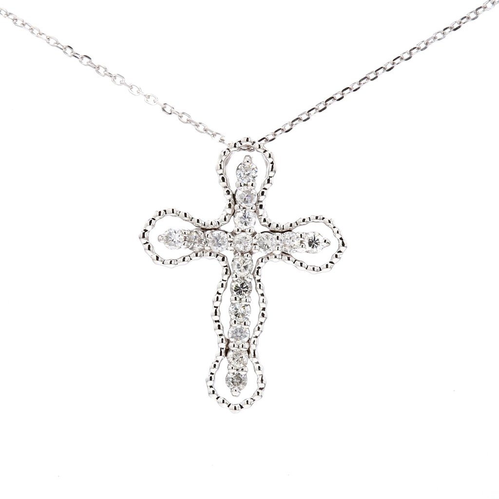 American Jewelry 14k White Gold .25ctw Diamond Cross Pendant