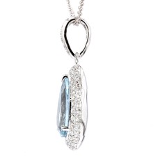 American Jewelry 14k White Gold 2.89ct Pear Aquamarine & .45ctw Diamond Pendant