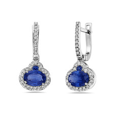 American Jewelry 14k White Gold 2.27ctw Blue Sapphire & .25ctw Diamond Dangle Earrings