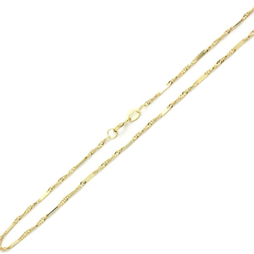 American Jewelry 14k Yellow Gold 18" Fancy Singapore Chain