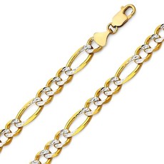 American Jewelry 14k Two-Tone Diamond-Cut 22" 7mm Figaro Link Chain