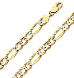 American Jewelry 14k Two-Tone Diamond-Cut 22" 7mm Figaro Link Chain
