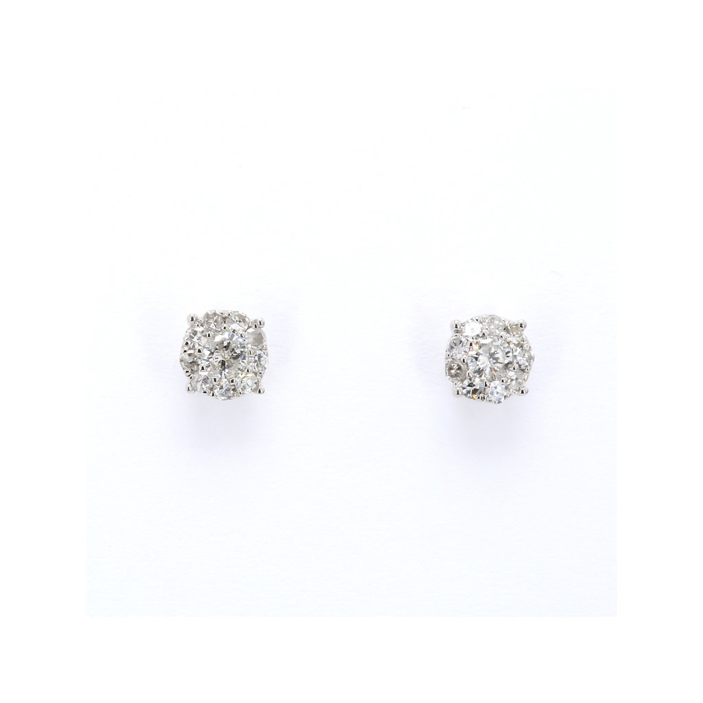 American Jewelry 14k White Gold .33ctw Diamond Cluster Stud Earrings