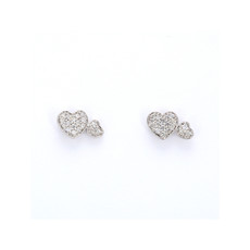 American Jewelry 14k White Gold .12ctw Diamond Double Heart Earrings