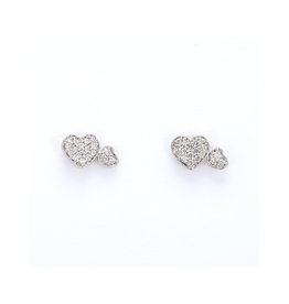American Jewelry 14k White Gold .12ctw Diamond Double Heart Earrings