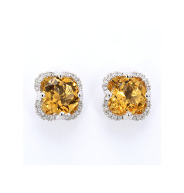 American Jewelry 14k White Gold 3.6ctw Citrine & .30ctw Diamond Earrings