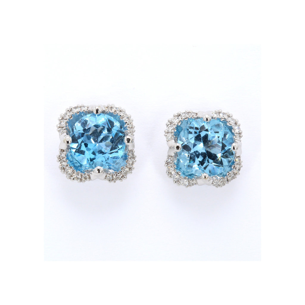 American Jewelry 14k White Gold 4.6ctw Blue Topaz & .30ctw Diamond Earrings