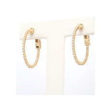 American Jewelry 14k Yellow Gold .40ctw Diamond Inside / Out Hoop Earrings