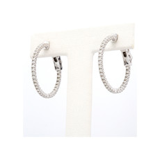 American Jewelry 14k White Gold .54ctw Diamond Inside / Out Hoop Earrings