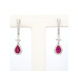 American Jewelry 14k White Gold 1ctw Ruby & .54ctw Diamond Dangle Earrings