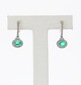 American Jewelry 14k White Gold .80ctw Emerald & .22ctw Diamond Dangle Earrings