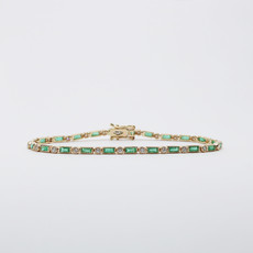 American Jewelry 14k Yellow Gold 1.97ctw Baguette Emerald & .74ctw Diamond Ladies Bracelet