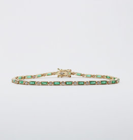 American Jewelry 14k Yellow Gold 1.97ctw Baguette Emerald & .74ctw Diamond Ladies Bracelet