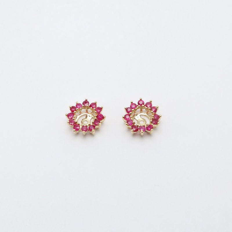 American Jewelry 14k Yellow Gold Ruby Earring Jackets