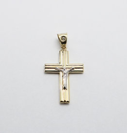 American Jewelry 14k Two-Tone CZ Accent Crucifix Pendant