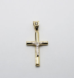 American Jewelry 14k Two-Tone CZ Accent Crucifix Pendant