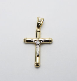 American Jewelry 14k Two-Tone CZ Accent Crucifix Pendant