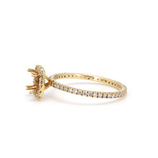 American Jewelry 14k Yellow Gold .45ctw Diamond Halo Eternity Semi Mount Engagement Ring (Size 6.5)