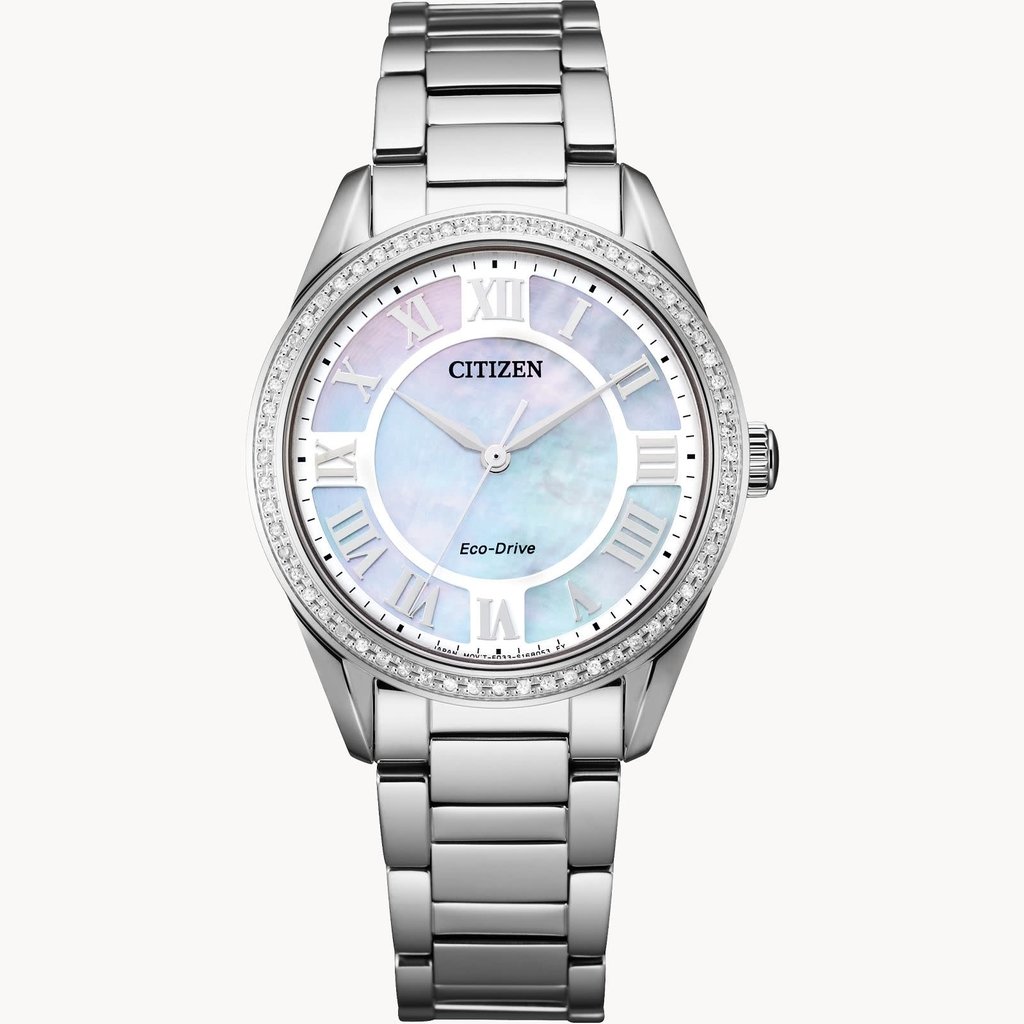 Citizen Citizen Eco-Drive Arezzo Ladies Watch with Diamond Bezel & Mother of Pearl Dial