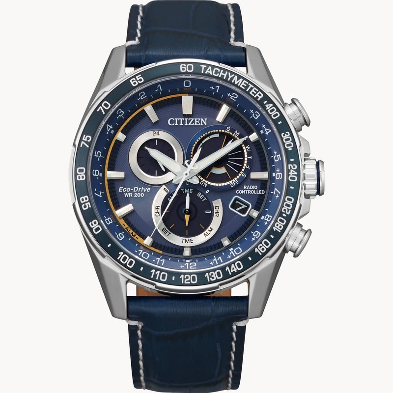 Citizen Citizen Eco-Drive PCAT Atomic Timekeeping Gents Watch with Blue Leather Strap