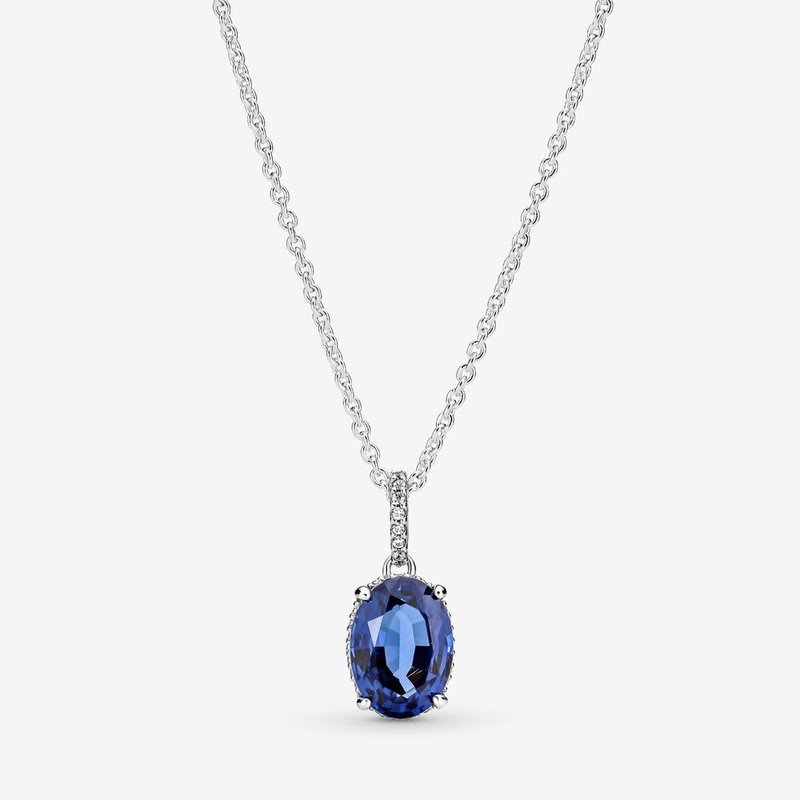 Pandora PANDORA Necklace, Sparkling Statement Halo, Clear & Blue Crystals - 17.7 in