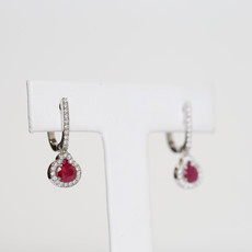 American Jewelry 14K White Gold .94ctw Ruby & .22ctw Diamond Accented Drop Earrings