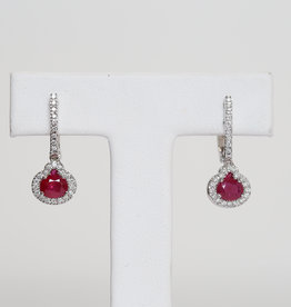 American Jewelry 14K White Gold .94ctw Ruby & .22ctw Diamond Accented Drop Earrings