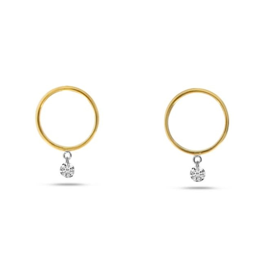 American Jewelry 14k Yellow Gold .20ctw Dashing Diamond Circle Earrings