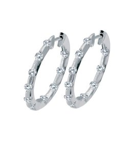 American Jewelry 14k White Gold 1ctw Diamond Milgrain Inside / Out Hoop Earrings