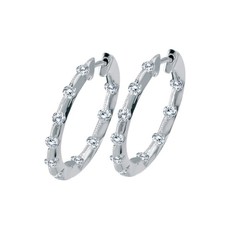 American Jewelry 14k White Gold 1ctw Diamond Milgrain Inside / Out Hoop Earrings