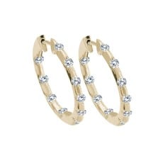 American Jewelry 14k Yellow Gold 1ctw Diamond Milgrain Inside / Out Hoop Earrings