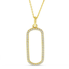 American Jewelry 14k Yellow Gold .15ctw Diamond Paperclip Link Pendant
