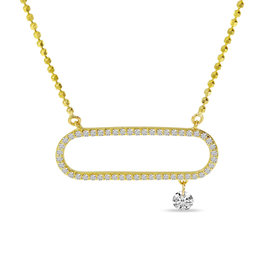 American Jewelry 14k Yellow Gold .23ctw Dashing Diamond Paperclip Link Necklace (18")
